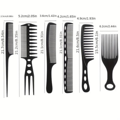 6pcs Hair Comb Set Styling Comb Hairdressing Wide Toothed Black Pink ...