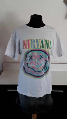 Cooles C&A NIRVANA Shirt*Gr. XL*Weiß*Smiley Print Bunt*TOP*