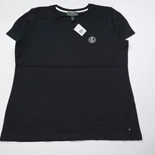 RALPH LAUREN WOMENS T-SHIRT -XL- BLACK COTTON EMBROIDERED CREST POCKET -ACTIVE