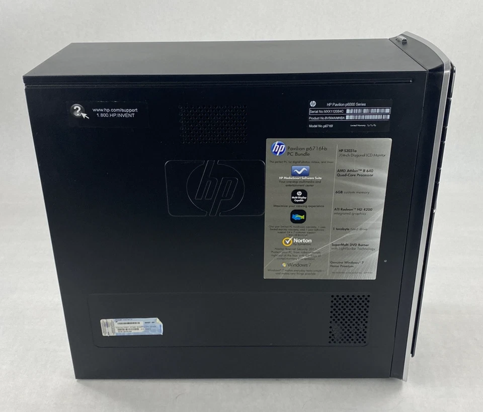 HP Pavilion P6716f MT AMD Athlon II x4 640 3.00GHz 6GB RAM No HDD No OS - Image 4 of 4