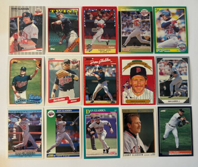 Dan Danny Gladden 15 Card Lot All Different! Twins Tigers