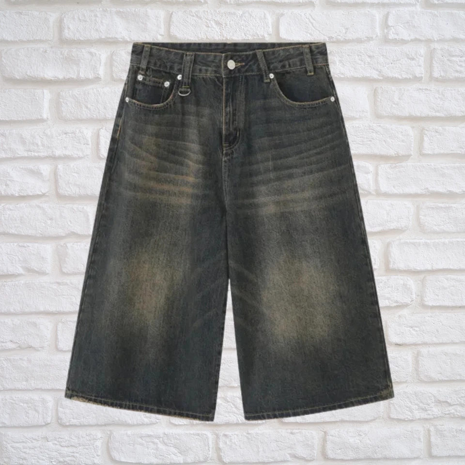 Shorts jeans comprimento joelho perna larga - Imagem 2 de 4