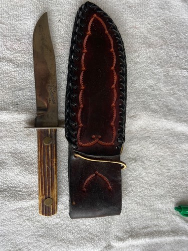 VINTAGE UTICA SPORTSMAN U.S.A. 5" FIXED BLADE KNIFE WITH SHEATH