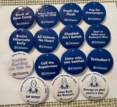 2024 PENN STATE CITIZENS BANK COMPLETE SEASON THREE PLAYOFF GAME BUTTON  SET