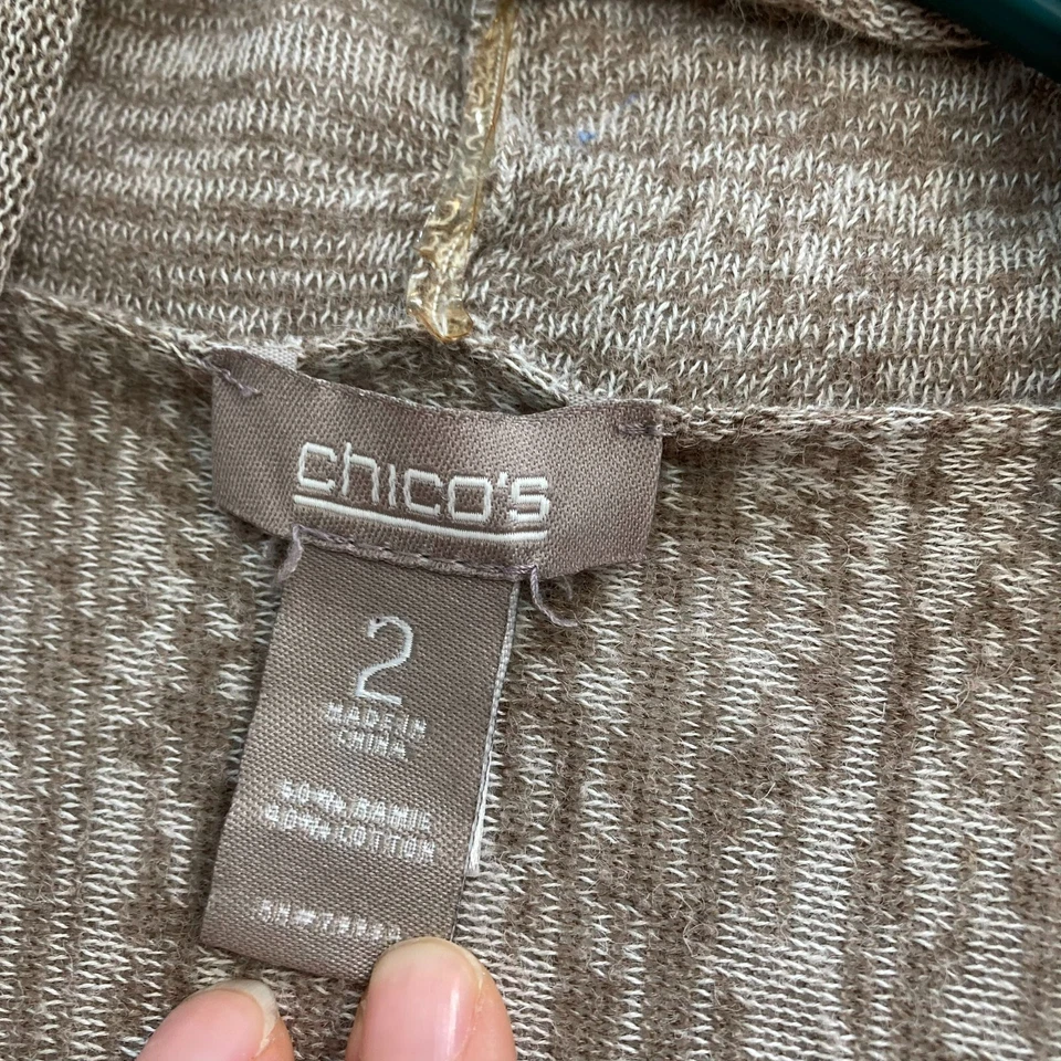 Chico's Women's Long Brown Stretchy Knit Open Front Kimono Duster Size 2 Large - Image 2 of 4