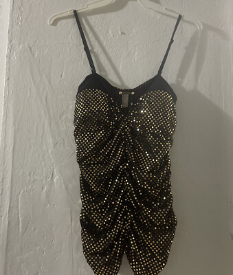 JANICE black blouse with elegant gold sequins.  Used.  Size G/L.Good Condition