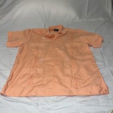 Men  s Guayabera Shirt Size 46 Peach Perfect For Beach Wedding Or The Islands.