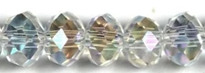 Chinese Glass Crystal Faceted 6x8mm Clear AB Rondelle. Approx. 10 Inch Strand.