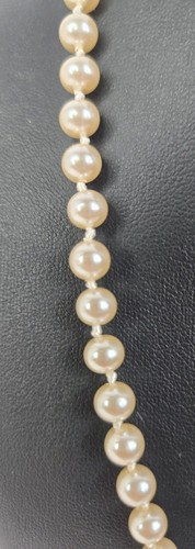 Vtg Faux Knotted Pearl Necklace Fish Hook Clasp Japan 18" Red Oriental Pouch - Picture 5 of 20