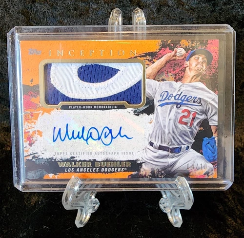 2021 Topps Inception Walker Buehler 2 Color Patch Auto Orange 4/10 Red Sox