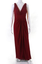 WATTERS Womens Back Zip V Neck Red Maria Gown Size 4 11288148