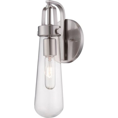 Nuvo Beaker 1 Light Wall Sconce w/ Clear Glass, Brushed Nickel - 60-5261