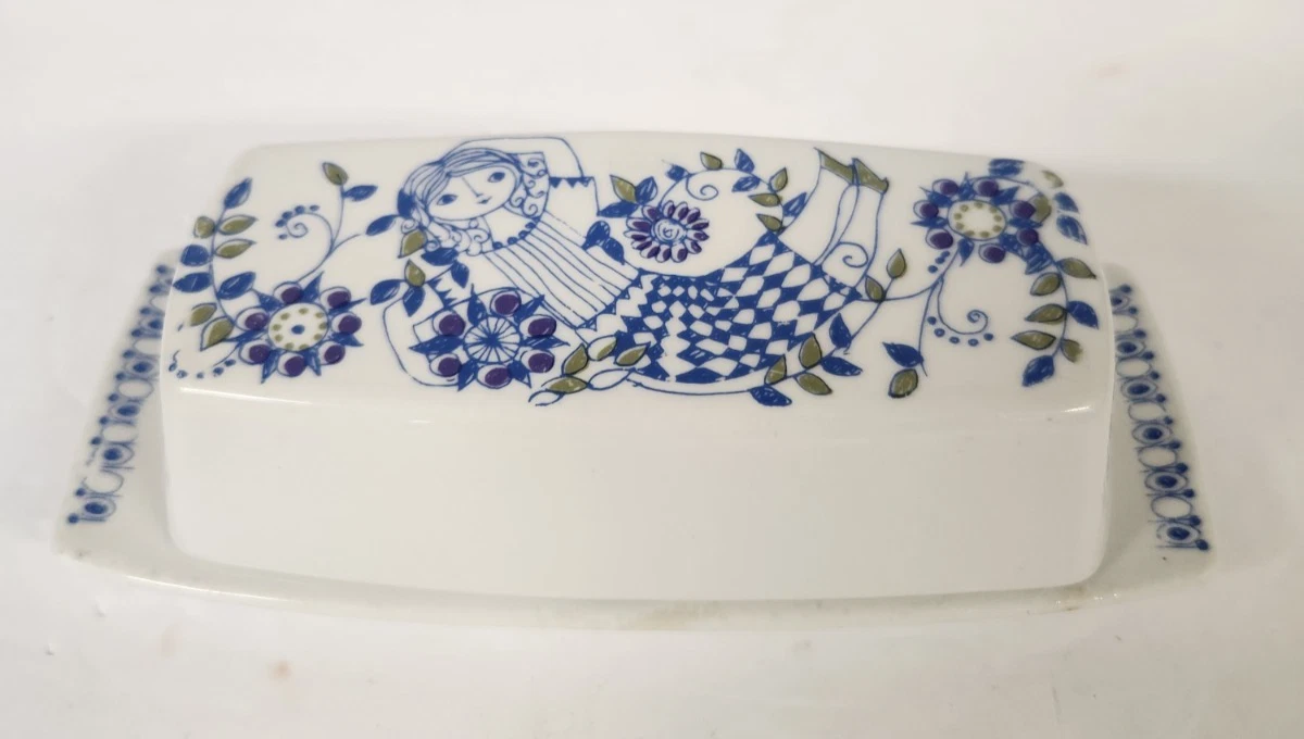 Vtg Figgjo Norway Lotte Turi Design Covered Butter Dish Cottage Core * Read*