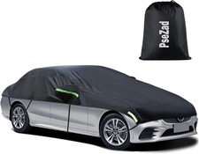 Universal Half Car Cover Waterproof All Weather, Black Car Covers for Automobile