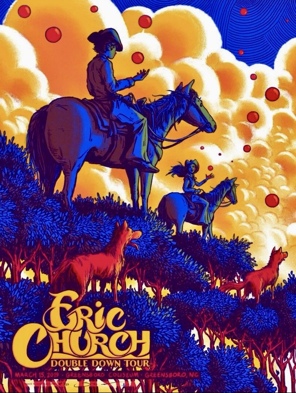 RARE Eric Church Poster (Double Down Tour) / Greensboro, NC (3/15/19)