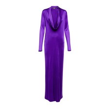 NWT Versace Runway Satin Maxi Dress IT 42 US 6 Purple Cowl Neck Draped $3,050
