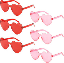 6 Pcs Valentine'S Day Heart Shape Glasses, Rimless Sunglasses, Stylish and Safe