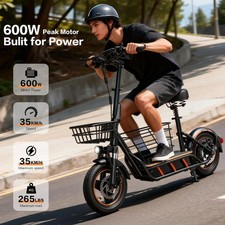 Folding electric scooter with seat 2 baskets 14 inch tire led display long range