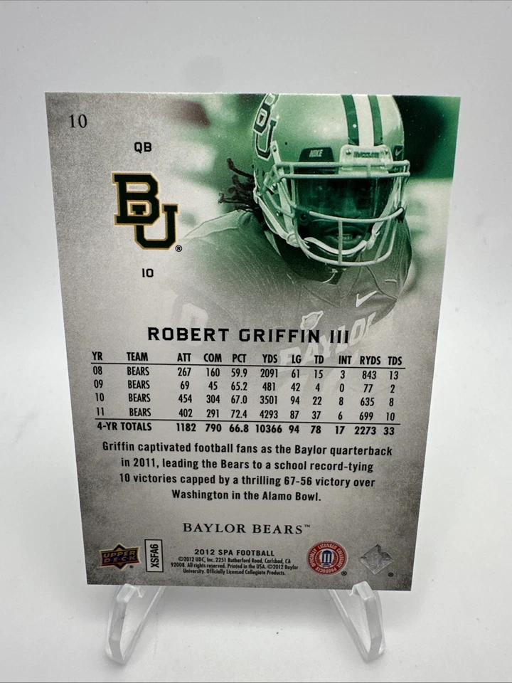 Robert Griffin III RG3 2012 SP Authentic Rookie Card #10 - Image 2 of 3