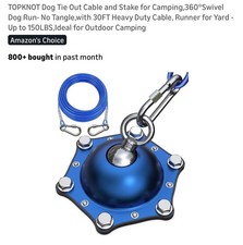Dog Tie Out Cable  Stake 30FT Heavy Duty 360 Swivel Run Up to 150lb