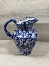 Vintage Victoria Ware Ironstone Pitcher Flow Blue Calico Floral Pattern