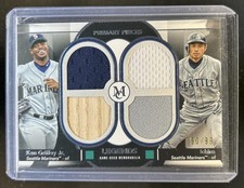 2024 Topps Museum Ichiro Ken Griffey Jr. Dual Player Quad Legends Jersey Bat /99