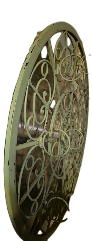 VTG Wrought Iron Candle Holder Hanging Wall Sconce 27"Round Hold 9 Voti Candles - Image 4 of 4