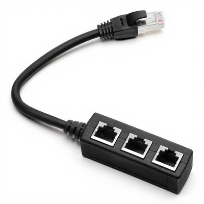 RJ45 1 to 3 Female LAN Splitter Cable, Ethernet Adapter for Cat5, Cat5e, Cat6...