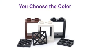 Lego 1x2x2 Window Flat Front Black Lattice Diamond Pane You Choose the Color