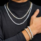 Used-10mm-8.5+22in 5A Zircon Tennis Chain Bracelet Necklace 316L Stainless Steel — photo 1