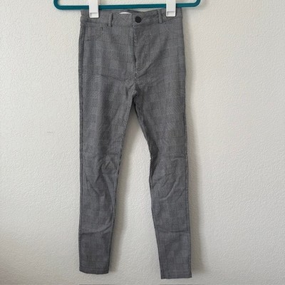 Active USA Plaid Skinny Pants Women's Size S Gray Career Casual