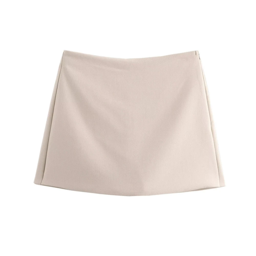 High Waist Solid Skort for Women Fashion Side Zipper Female Shorts Skirts Mujer
