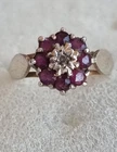 Vintage Sterling silver Victorian-Edward Real Diamond & Ruby Retro Ring Size N