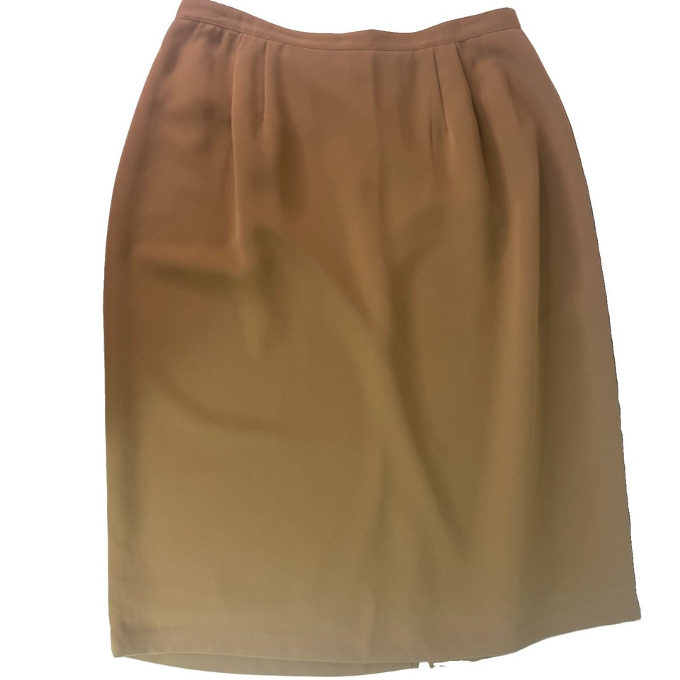 Mirrors Size 18 Pencil Skirt Tan Beige Knee Length Elastic Waist Slit LinedPlus
