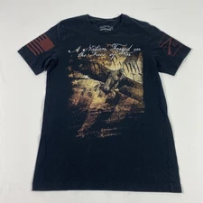 Grunt Style Shirt Mens Medium Black A Nation Forged Eagle Patriotic Flag Sleeve