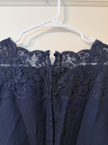 Vintage Cocktail Plus Size XL Lace Evening Pinup Navy Blue Dress 1950s 1960s - Picture 4 of 9
