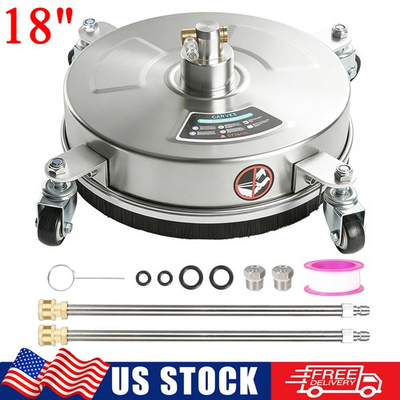#ad 18quot; Pressure Washer Surface Cleaner 4 Wheels Stainless Steel 4000PSI w 2 Wands $79.99