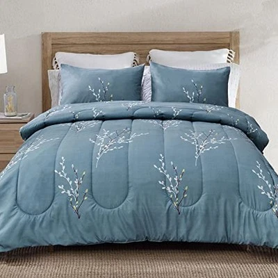 EXCLUSIVO MEZCLA Coverless Duvet Set with 2 Pillowcases, 7.5 Tog King Size (220x230cm) Blue