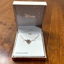 Disney Minnie Mouse 925 Sterling Silver Necklace Rose Gold Silver $70 NEW