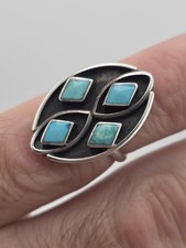 VINTAGE STERLING SILVER 925 TURQUOISE NATIVE AMERICAN RING SIZE 7
