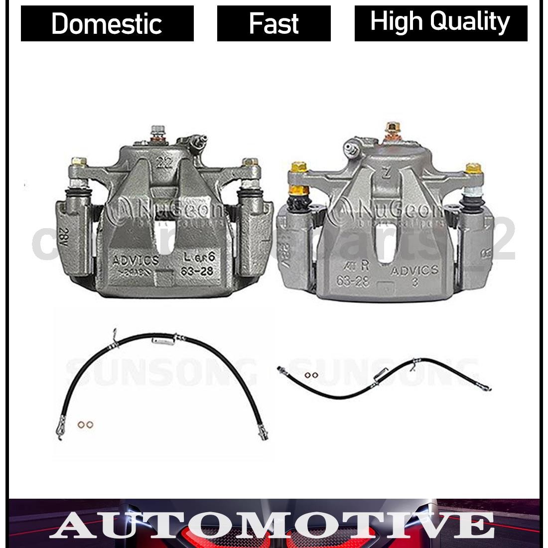 4pcs Brake Calipers Front & Brake Hose Lines Fits Toyota RAV4 2.5L 3.5L 2.4L