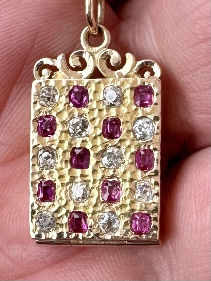 Estate бриллиант рубин замок круглый коробка цепочка 10k золото красивый w оценки - Изображение 2 из 4