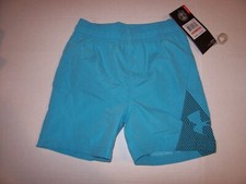 Under Armour turquoise blue boys swim swimsuit trunks shorts elastic waist sz 6
