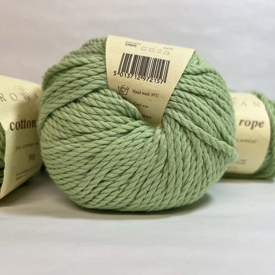 5 Skeins ROWAN Cotton Rope Aran Weight Cotton Blend Yarn Light Green 065 50g Lot - Image 3 of 4
