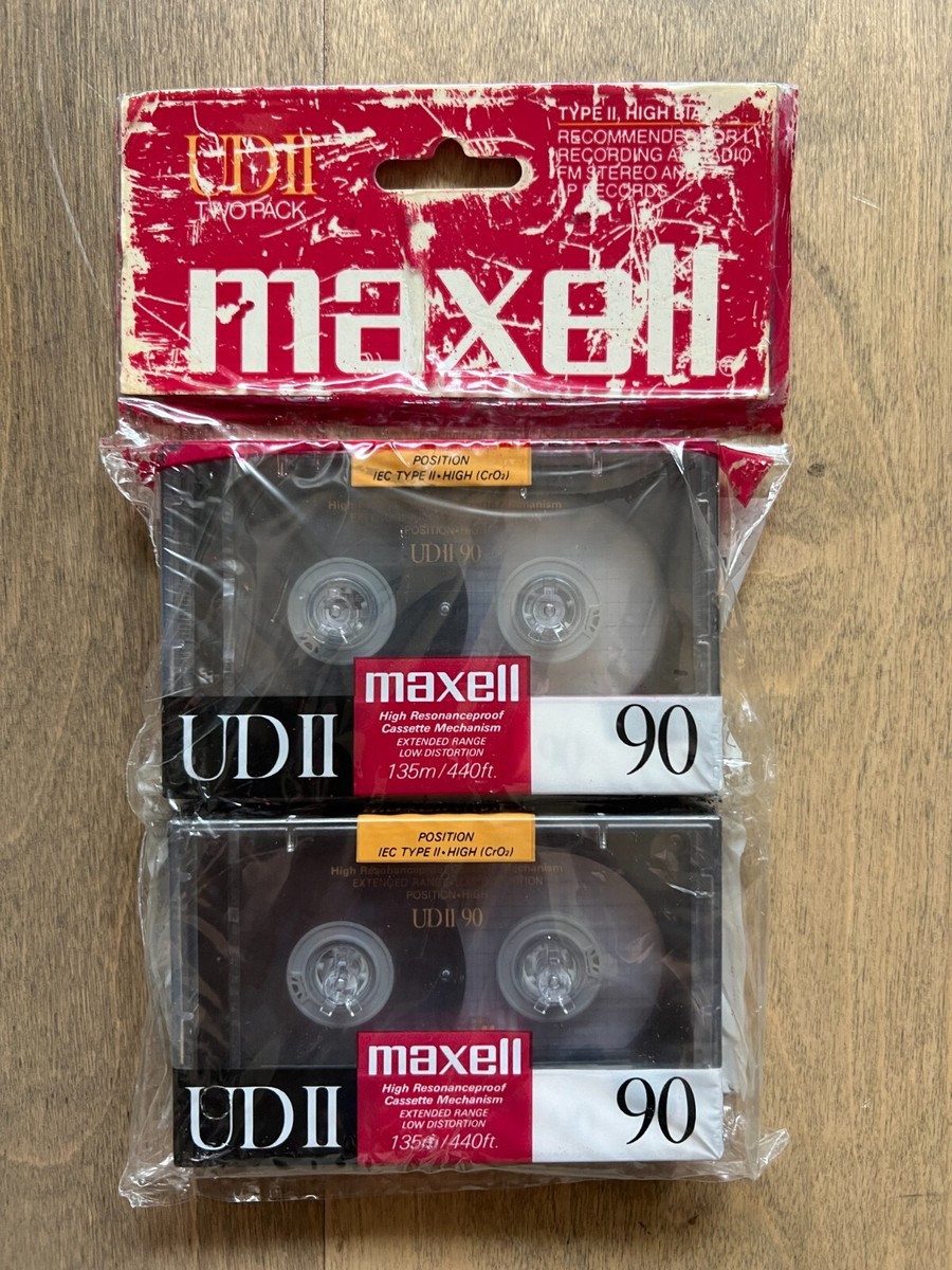 2 Pack - Maxell UDII 90 High Bias Blank Audio Cassette Tapes OLD