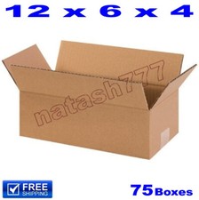 75 - 12x6x4 Cardboard Boxes Mailing Packing Shipping Moving Corrugated Carton
