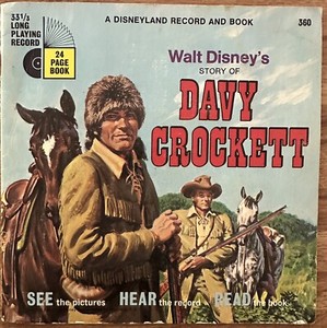 Walt Disney's Story of Davy Crockett 7" 33 1/3 Record and 24 Pg. Book 1971
