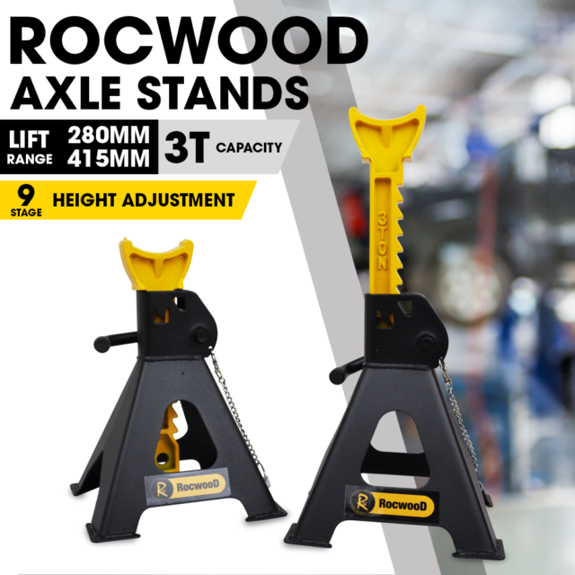 Axle Stand 3 Tonne Ton Car Jack Ratchet Heavy Duty Pair Of Stands CQ9703