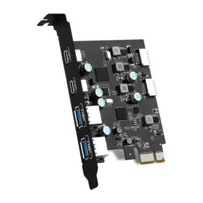 USB PCIe Card 6 Port Expansion 2X USB 2X USB A For Desktop PC Host Card