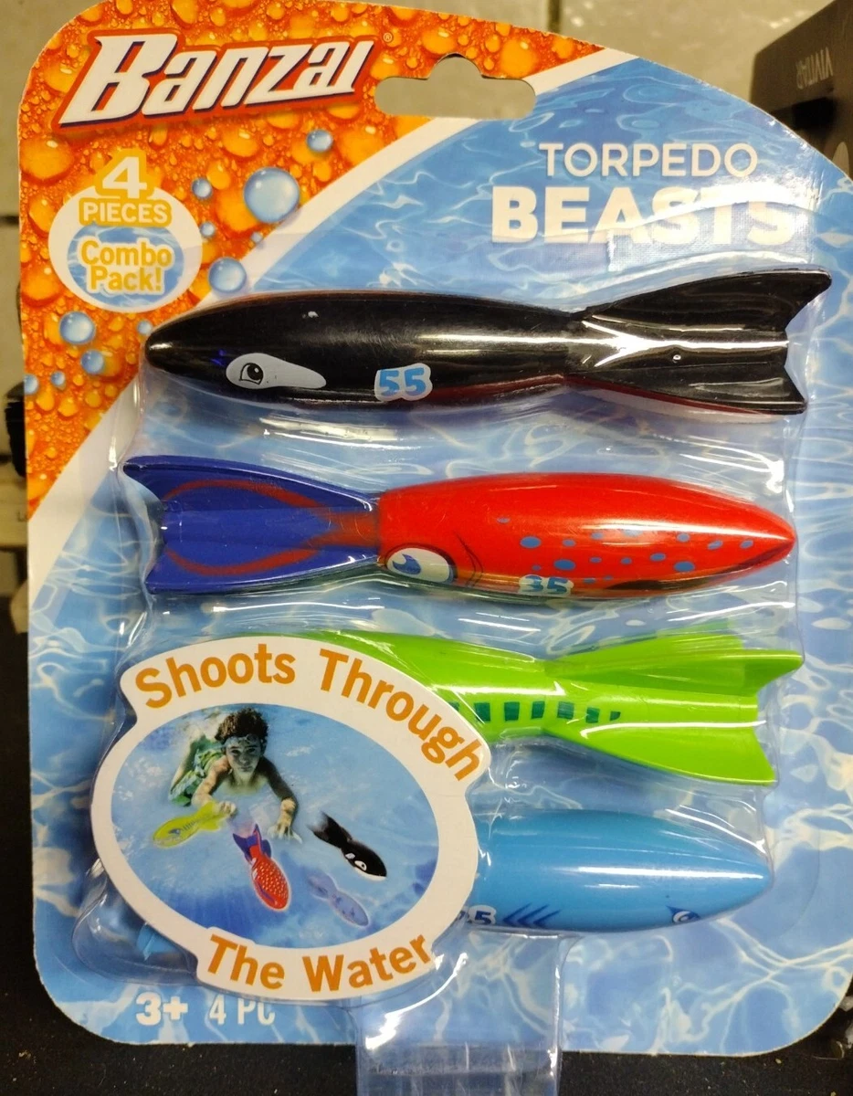 Banzai Swimming Pool Diving Toys Torpedo Beasts, Dive rings and